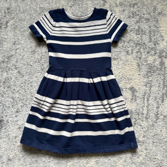 Crewcuts Navy striped short sleeve dress - girls size 6 - Picture 3 of 3